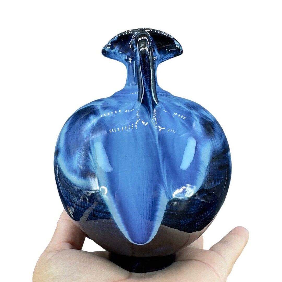 Hand Made Studio Art Pottery Vase Jug Drip Glaze Red Ware Blue Black ...