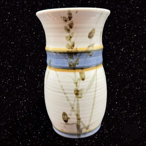 Hand Made Art Pottery Vase Signed by Artist Painted Abstract 8.5”T 5”W