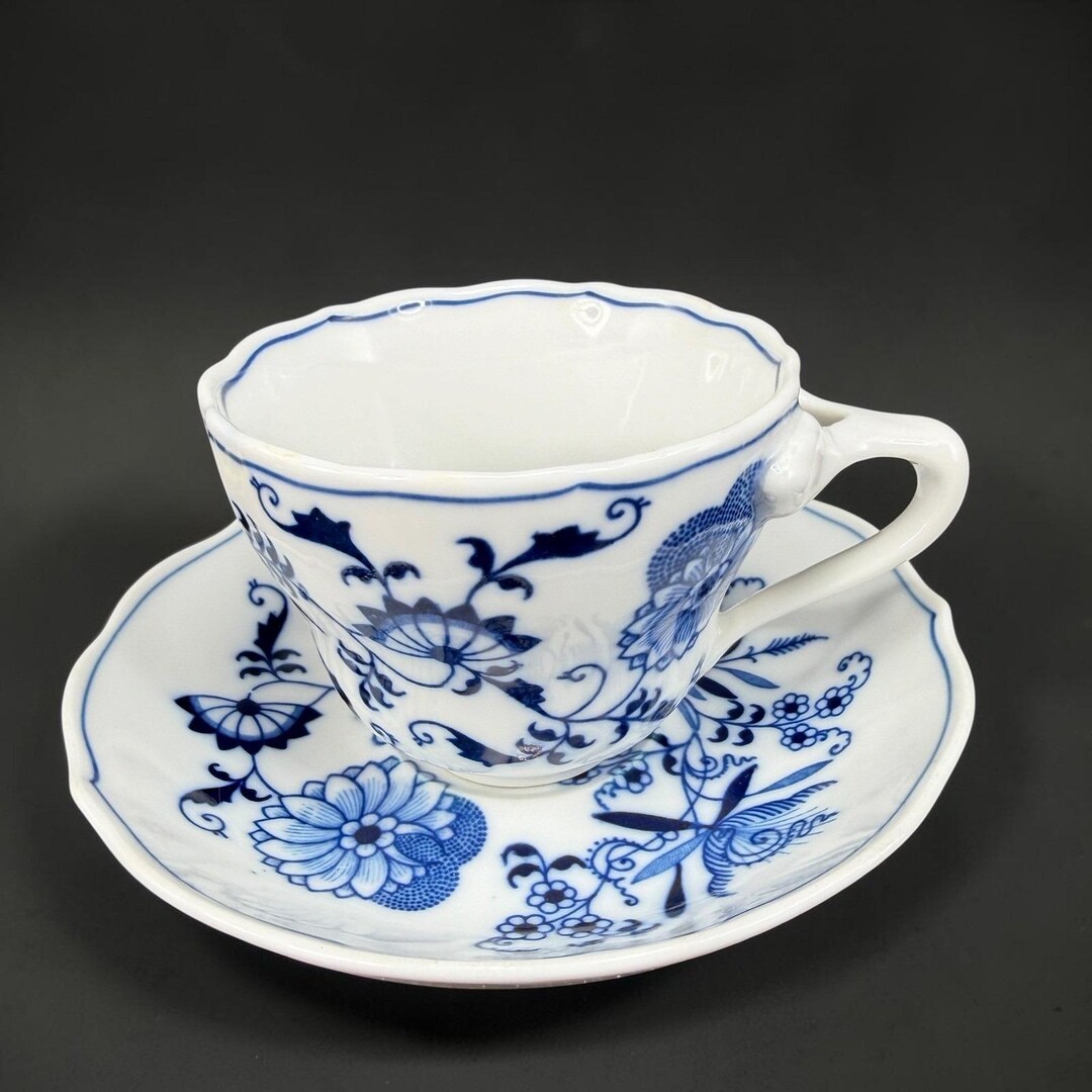 Blue Danube Tea Cup and Saucer Set Blue Onion Floral Porcelain ...