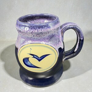 Deneen Pottery Hand Made USA Stoneware Coffee Mug Cup Blue Purple Drip Glaze Mug