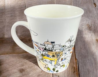 Europe Sketch Rabbitstory Porcelain Coffee Mug Cup Korea Sweet Santorini Island