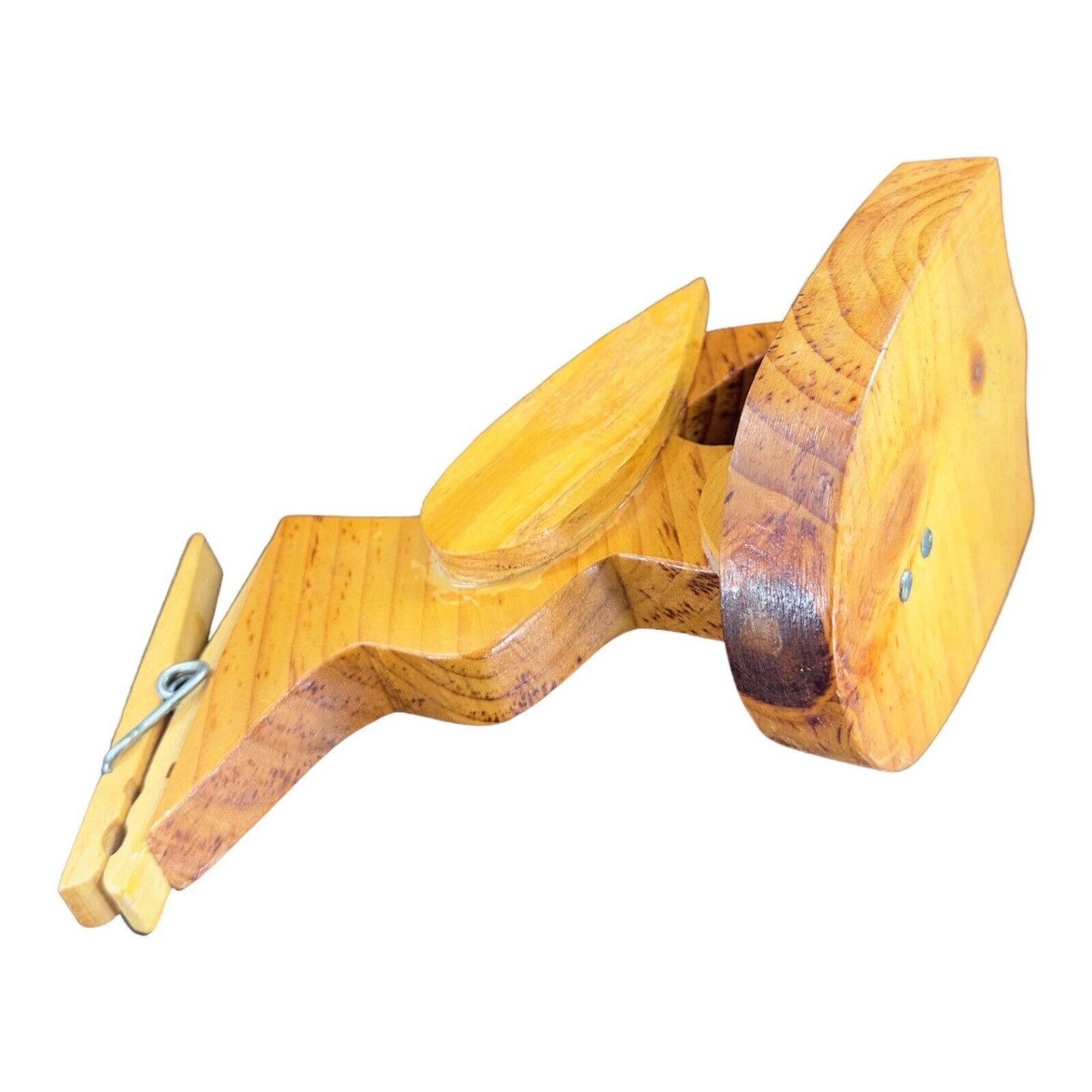 Vintage Clothespin Recipe Holder Duck Bird Folk Art Wood Wooden Note