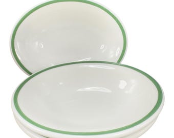 Mayer China Heavy Duty Restaurant Ware Pottery Oval Dish Salsa Bowl Green Set 3