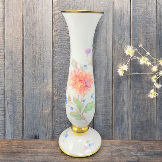Vintage Lindner Kueps Bavaria Floral Vase Vessel Hand Painted