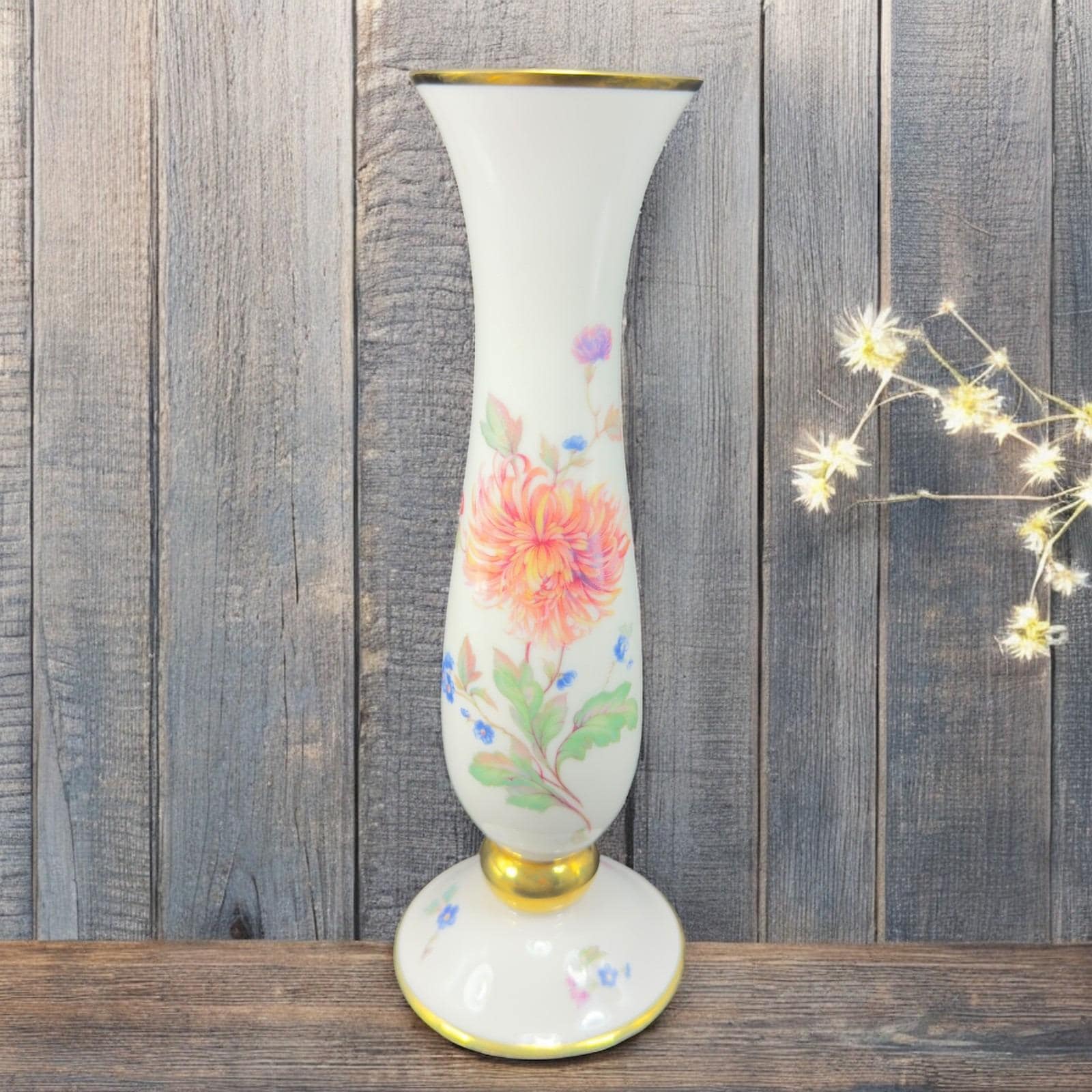 Vintage Lindner Kueps Bavaria Floral Vase Vessel Hand Painted