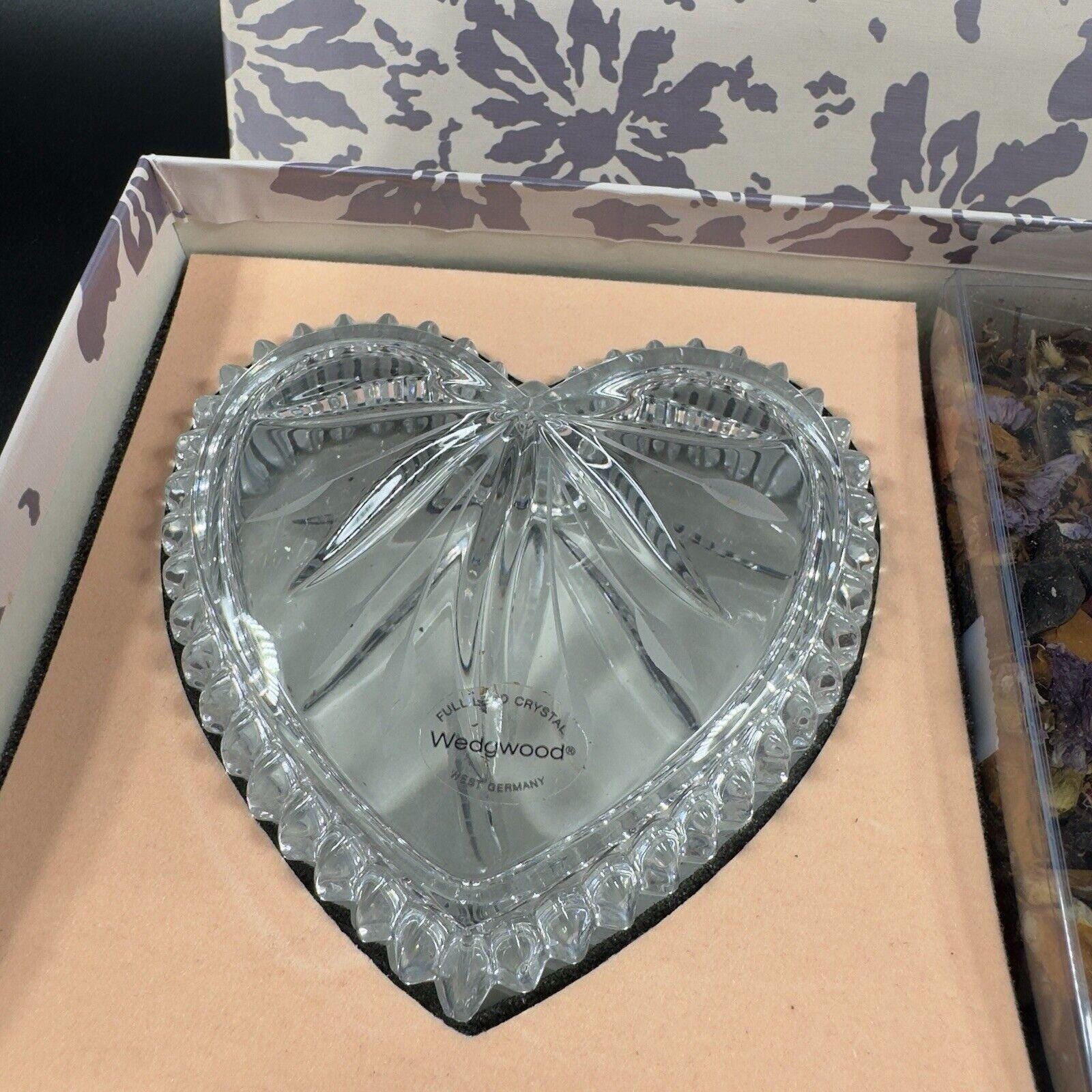 Wedgwood Full Lead Clear Crystal Heart Shaped Candy Potpourri Dish
