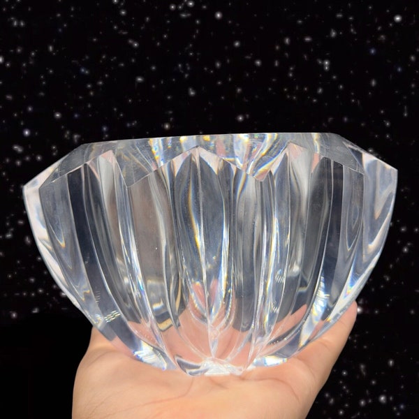 VNT Grainware Carlisle Acrylic Lucite Clear Faceted Bowl By Judith Kruger 4”T