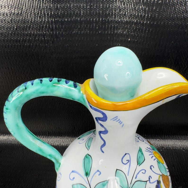 Vintage Hand Made Italian Deruta Pottery Jug Pitcher Decanter Pitcher W ...
