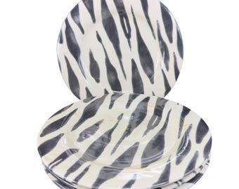 La Gioconda Zebra Print Ceramic Hand Painted Italy Plate Dish Set
