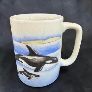 Otagiri Japan Orca Killer Whale Coffee Mug Vintage Marine Life
