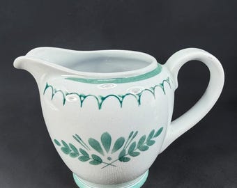 Arabia Finland Creamer Pitcher Green Floral Scalloped Leaf Ceramic Made Finland