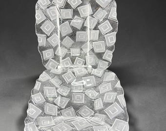 Mikasa Square Frosted Geometric Glass Plates Textured Clear Dishes 7inch set 2