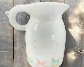 Lynn Hollyn Toscany Toyland Porcelain Jug Pitcher Ceramic Rocking Horses VTG