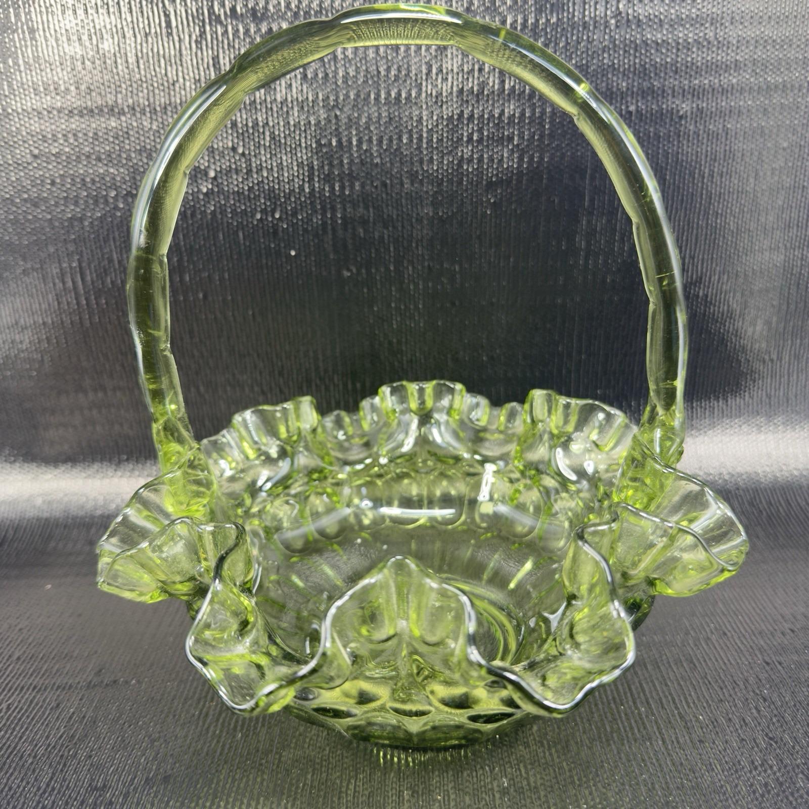 フェントン アンティークantique エメラルドグリーンバスケット アメリカ Green Fenton Basket - Etsy