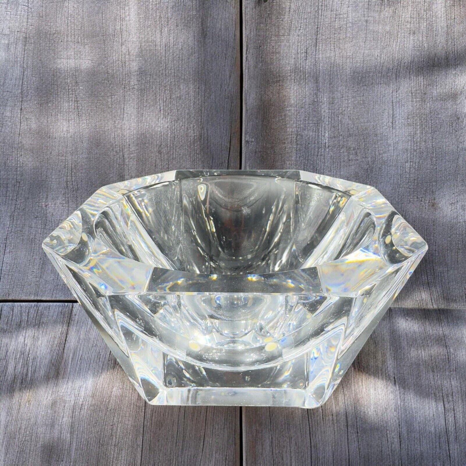 Orrefors Crystal Octagonal Clear Glass Heavy Thick Dish Bowl