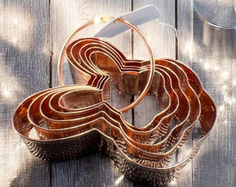 Williams Sonoma Easter Bunny Copper Metal Cookie Cutters 5 on Ring New W Tag