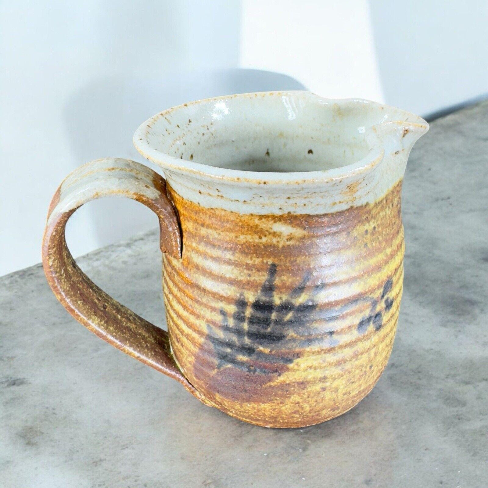 Vintage Hand Made Studio Art Pottery Stoneware Small Pitcher Creamer Signed