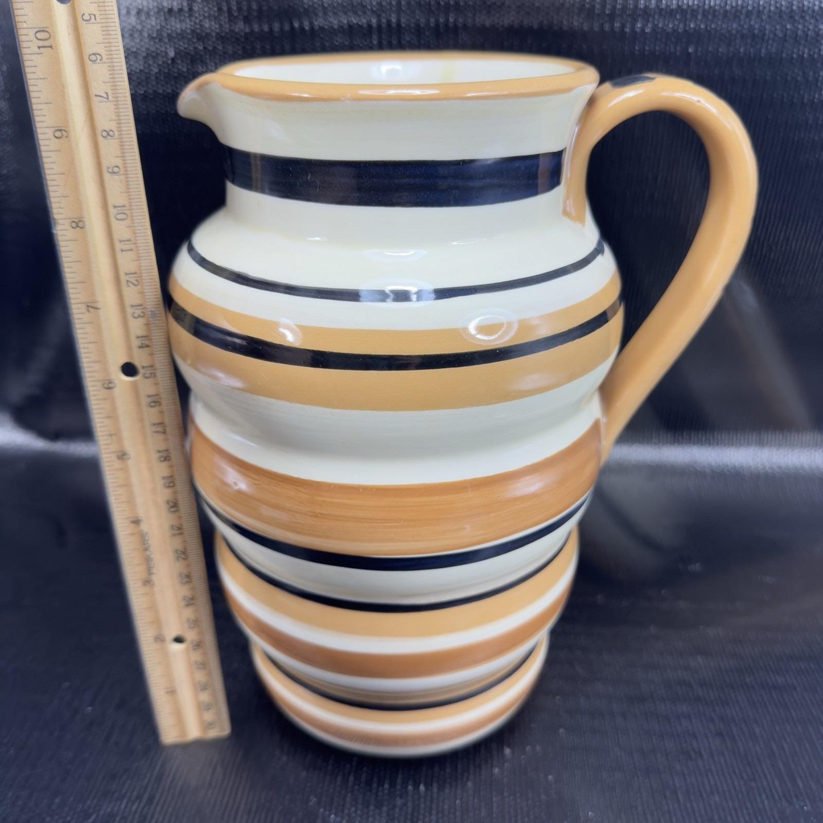 La Gioconda Ceramic Stoneware Hand Painted Italy Large Pitcher Jug