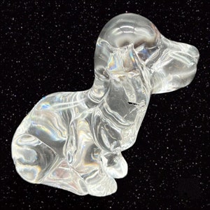 Daum French Art Glass Basset Hound Figurine Dog GREAT France Paperweight 4”W 3”T