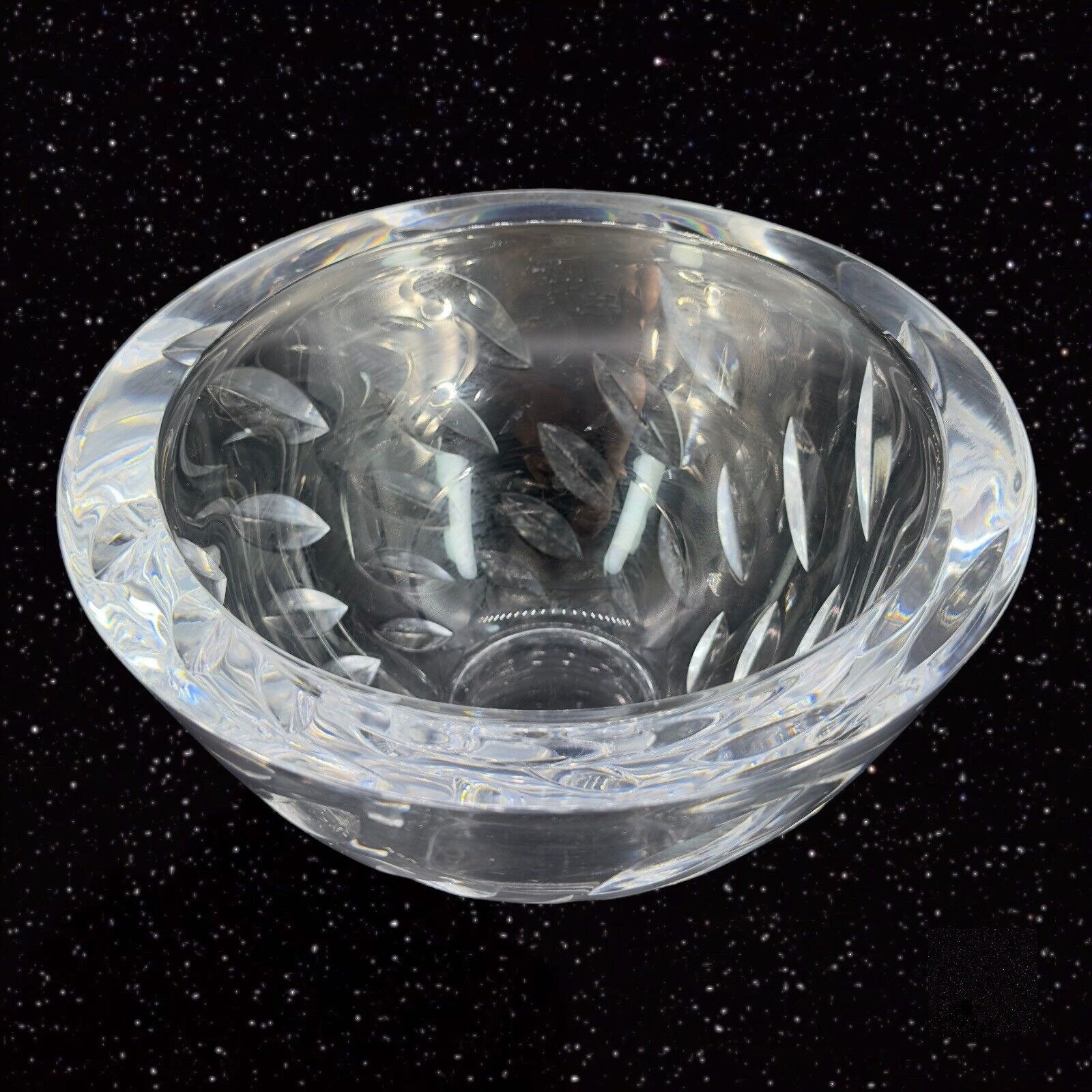 Vintage Sasaki Clear Crystal Glass Bowl Large Thick and Heavy