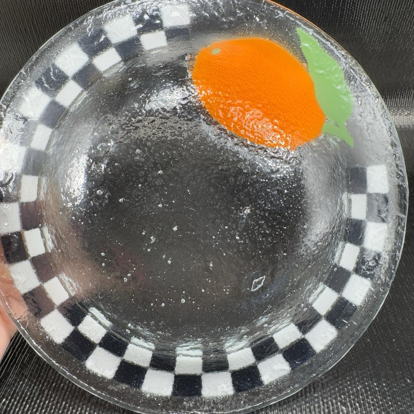 Peggy Karr Fused Glass Checkerboard Plate Dish 8inch With an