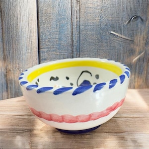 Vintage Hand Painted Italian Small Dish Bowl Salt Cellar Container Dish Decor