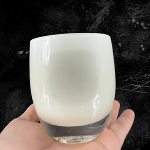 Glassybaby Discontinued Votive Candle Holder WHISKERS W STICKER White Hand Blown