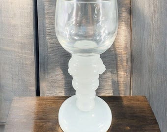 Antique Bohemian Single Glass Cup Opalescent White Bottom Drinking Cup Czech