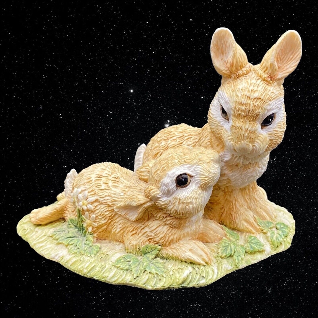 1989 Summit Corp. Natures Friends Mom & Baby Rabbit Bunnies Figure 3.5 ...