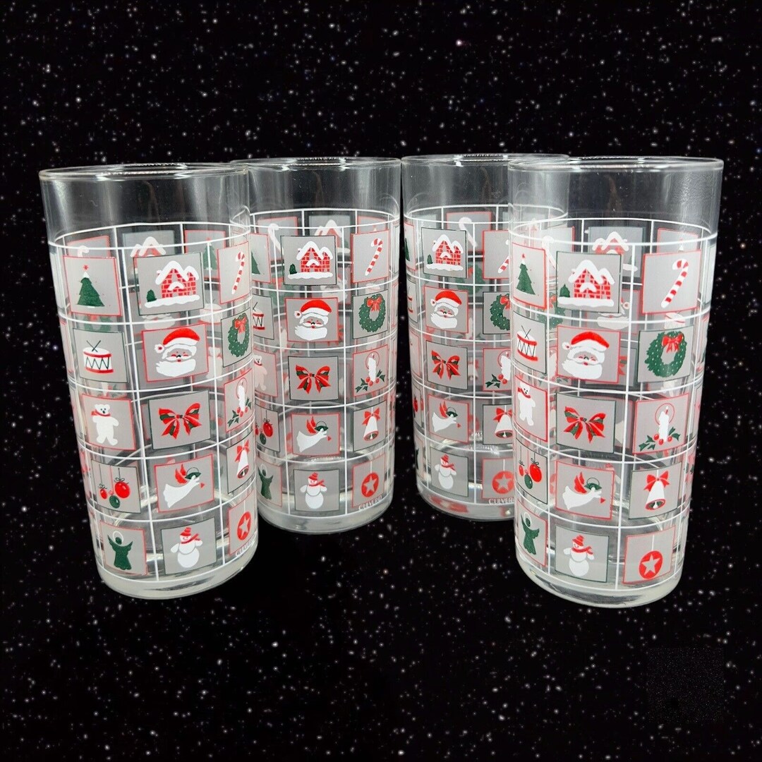 Vintage Culver MCM Christmas Potpourri High Ball 15oz Glasses Etsy
