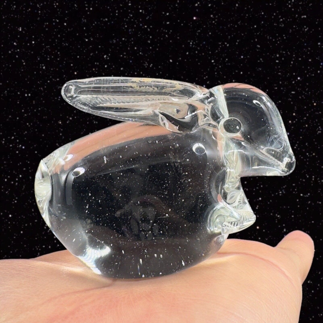Whimsical Clear Art Glass Bunny Rabbit Figurine Small House Decor Glass ...