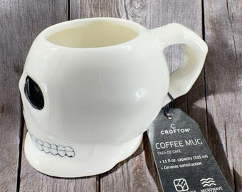 Crofton Stoneware Ceramic Skull Skeleton Coffee Mug Cup With Original Tag 11oz