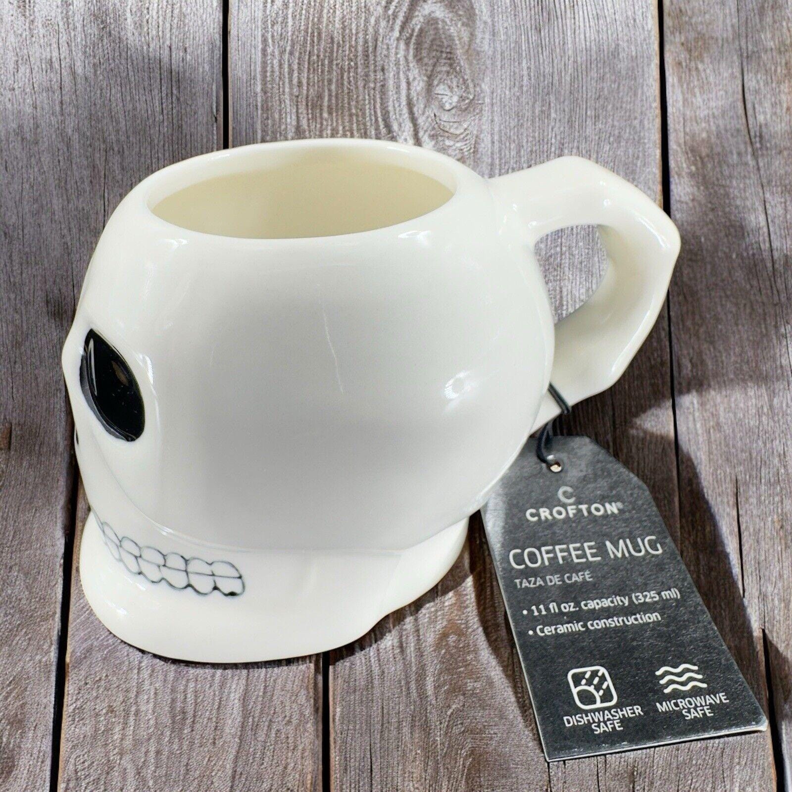 Crofton Stoneware Ceramic Skull Skeleton Coffee Mug Cup With