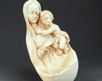 Madonna and Child Holy Water Font Made in Italy Wall Plaque Hanging Decor Italy