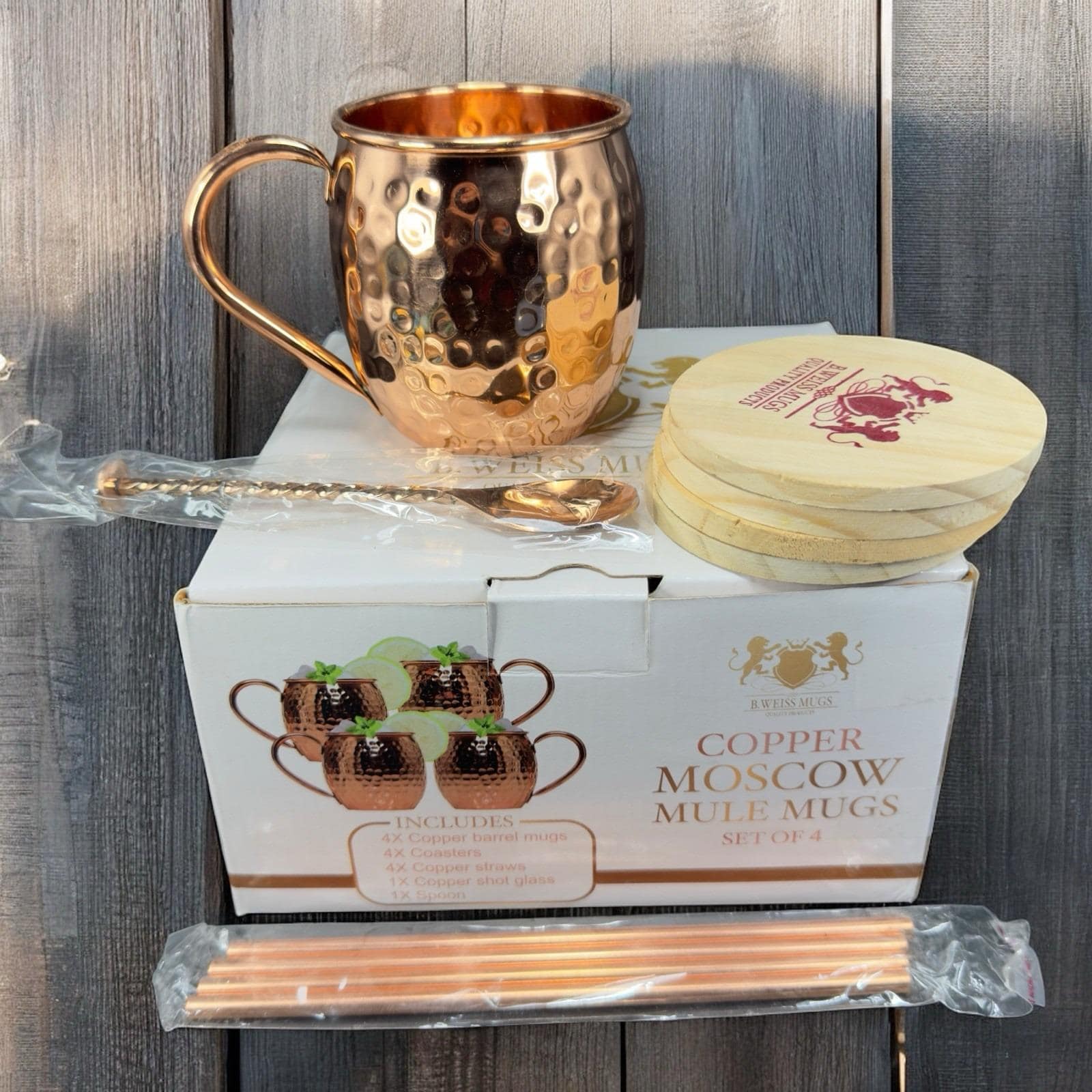 Moscow Mule Mugs B Weiss Copper Hammered Workmanship New in Box