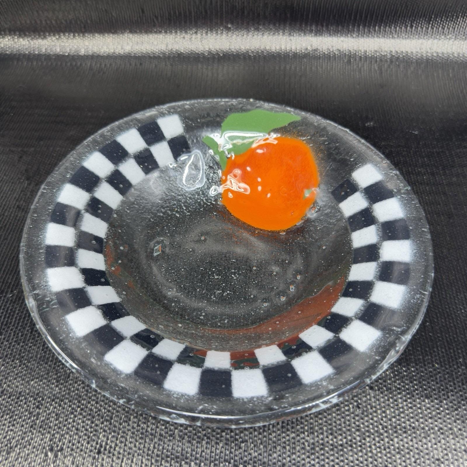 Peggy Karr Fused Glass Checkerboard Plate Dish 8inch With an