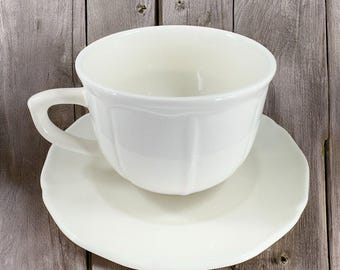 Farberware French Buffet Cup And Saucer Set White Porcelain Teacup Mug Cup