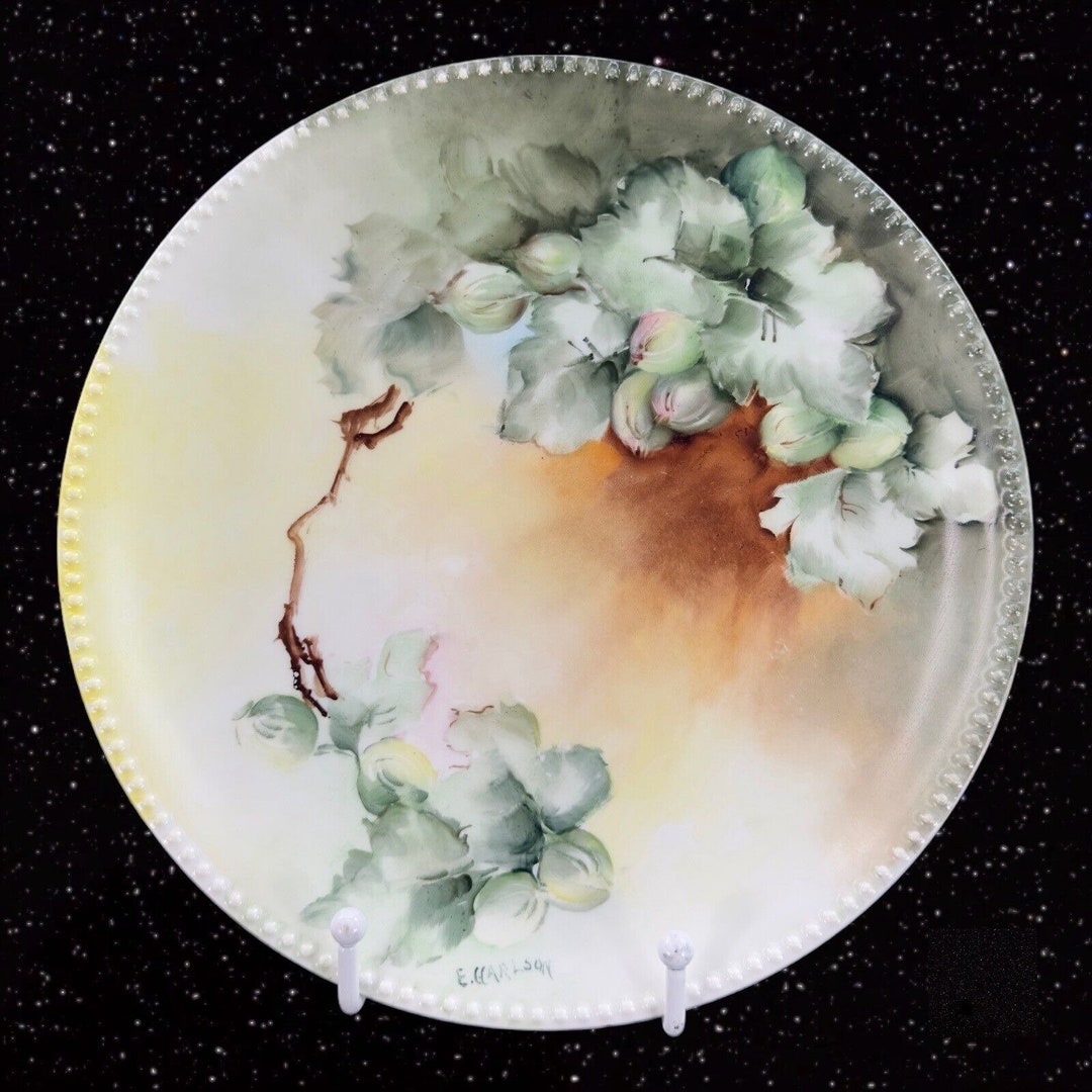 LIMOGES 手描き プレート Vintage Limoges Signed and Hand Painted Decorative Plate - L.R.L. 食器