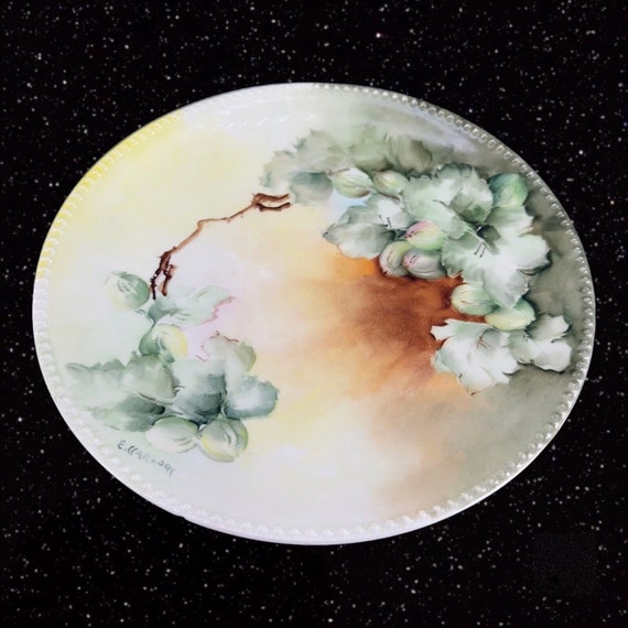 LIMOGES 手描き プレート J P L France Limoges Hand Painted Plate Dish Beaded Edges JPL
