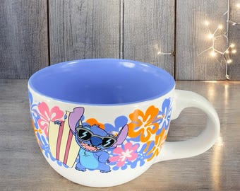 Lilo and Stitch Floral Style Ceramic Soup Mug Ceramic Coffee Mug Cup Large 24oz