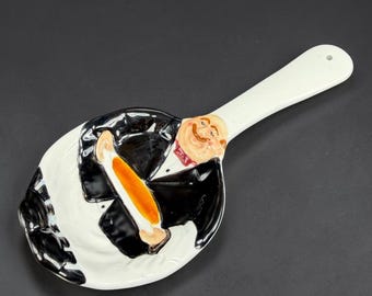 Heartfelt Kitchen Creations Chef Butler Ceramic Spoon Rest Tuxedo Bistro Decor