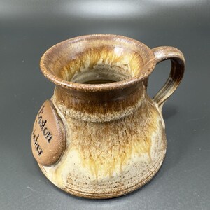 Boston Stoker Studio Art Pottery Stoneware Mug Wide Base Signed Brown Glaze