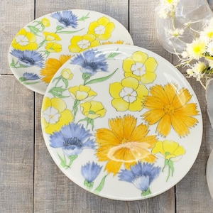 Italy Ernestine Salerno Floral Pottery Dish Plate Set 2 Plates Dishes 6inch VTG
