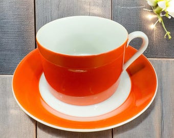 Fitz And Floyd Porcelain Teacup And Saucer Set Rondelet Pattern Vintage 1980s