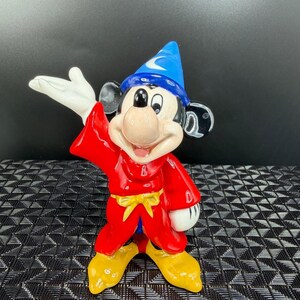 Disney Sorcerer Mickey Mouse Fantasia Ceramic Figurine Red Wizard Robe 4 Inch image 10