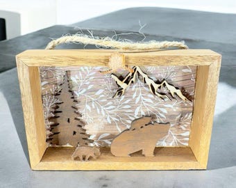 2022 Hand Made Carved Wood Hanging Shadow Box Silhouette Artist Signed Layered