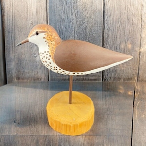 Vintage Hand Carved Decorative Beach Shorebird Hand Painted Wood Sandpiper Bird