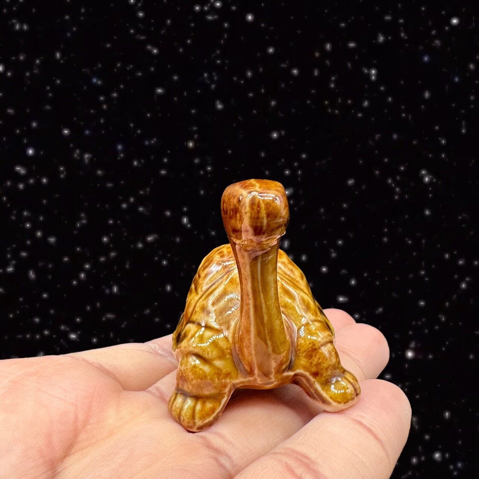 Vintage Japanese Ceramic Turtle Figurine Brown Glaze Figure Japan