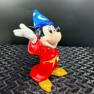 Disney Sorcerer Mickey Mouse Fantasia Ceramic Figurine Red Wizard Robe 4 Inch image 9