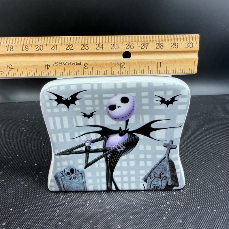 Disney Nightmare Before Christmas Jack & Sally Ceramic Napkin Holder Graveyard image 3